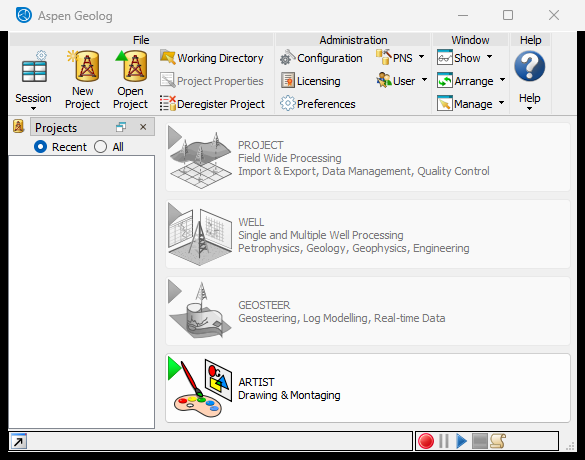 Aspen Geolog V15 licensed workspace